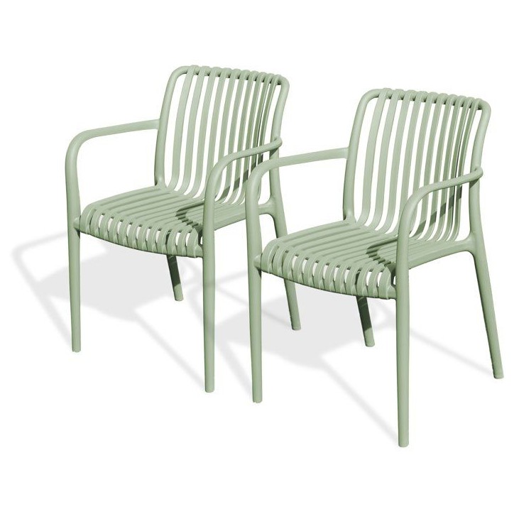 Lot de 2 fauteuils de jardin - CITY GARDEN - Tiago-FT - Empilable - Olive