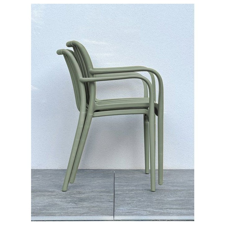 Lot de 2 fauteuils de jardin - CITY GARDEN - Tiago-FT - Empilable - Olive