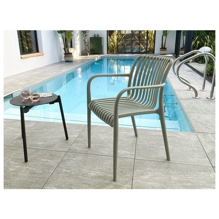 Lot de 2 fauteuils de jardin - CITY GARDEN - Tiago-FT - Empilable - Olive