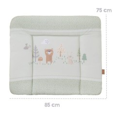 Matelas a langer - ROBA - WOODLAND BUDDIES - 85 x 75 cm - Bords réhaussés - Vert pastel motif animaux