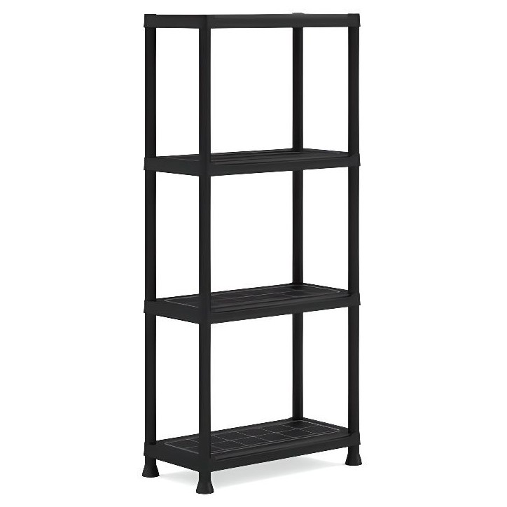 Etagere modulable KETER - Noir - 60 x 30 x 135 cm - 4 tablettes résistantes a l'humidité Etagere modulable KETER - Noir - 60 x 30 x 135 cm - 4 tablettes résistantes a l'humidité