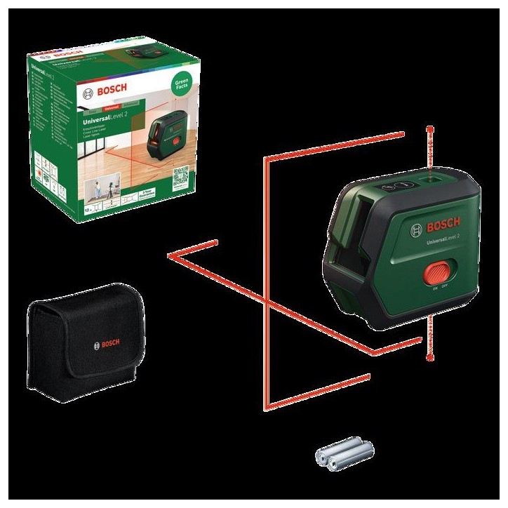 Laser lignes BOSCH - UniversalLevel - Avec housse de transport et 2 piles 1,5 V AA Laser lignes BOSCH - UniversalLevel - Avec housse de transport et 2 piles 1,5 V AA