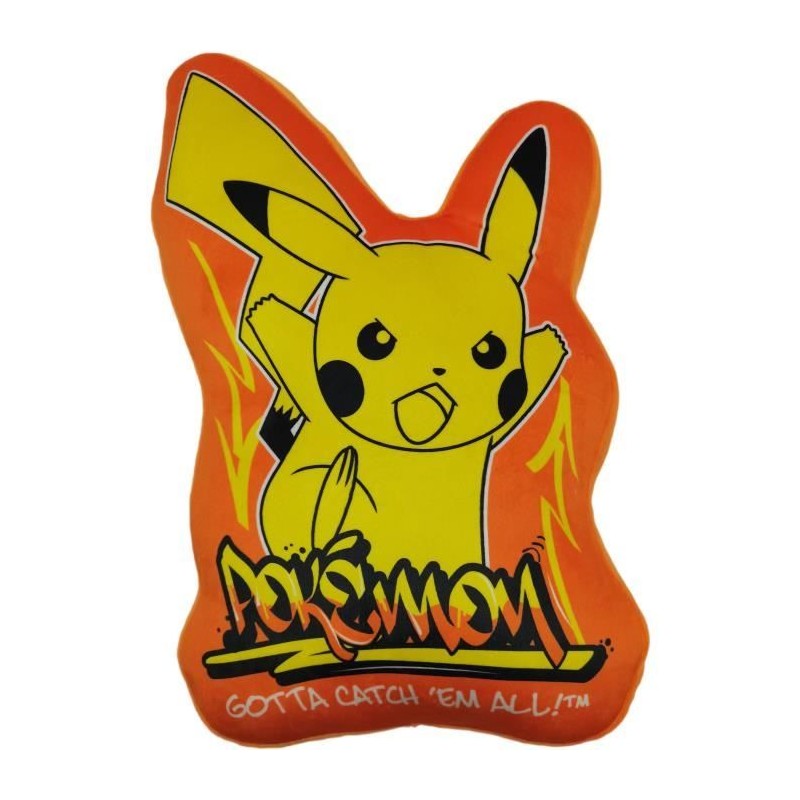 Coussin premium 3D en Velboa - POKEMON - Pikachu - 40 cm