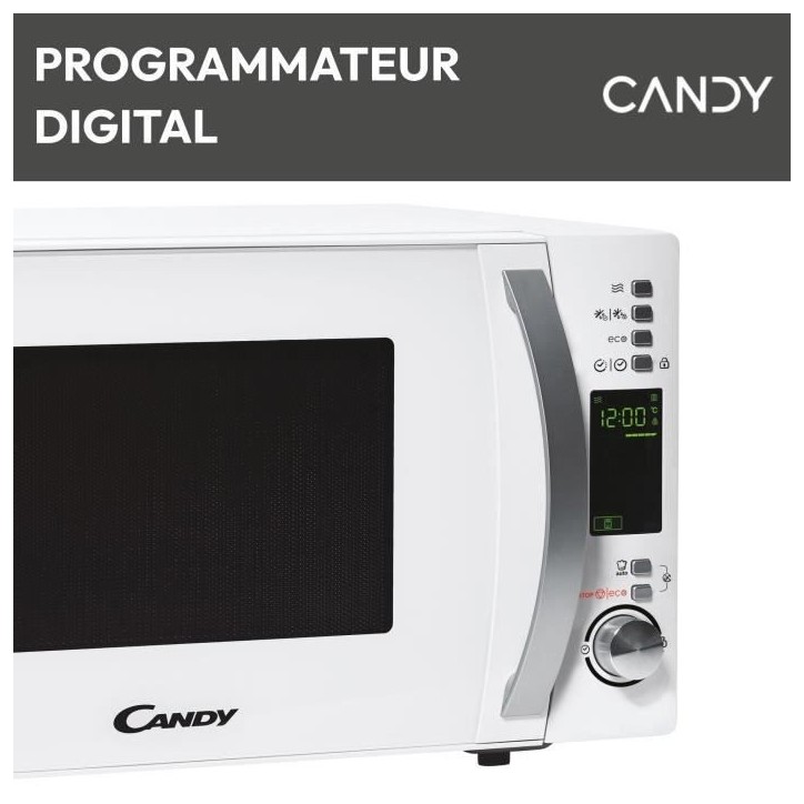 Micro-ondes Candy Timeless CMXW20DW 700W 20L Digital Blanc - Fonction Décongélation - 5 Niveaux de Puissance - 10 Menus Auto