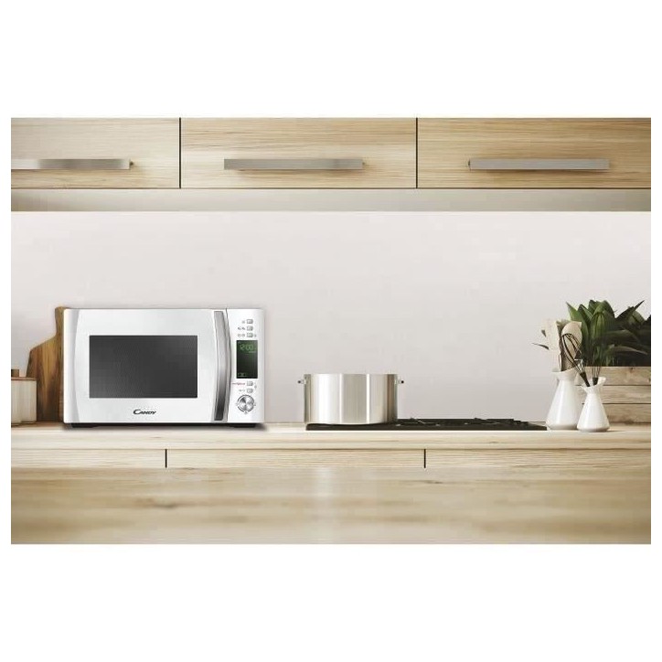 Micro-ondes Candy Timeless CMXW20DW 700W 20L Digital Blanc - Fonction Décongélation - 5 Niveaux de Puissance - 10 Menus Auto