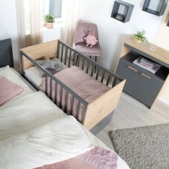 Chambre bébé duo : Lit 60 x 120 cm + commode a langer évolutive - A