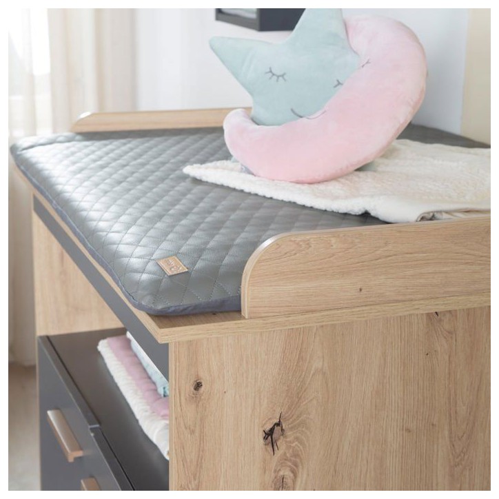 Chambre bébé duo : Lit 60 x 120 cm + commode a langer évolutive - ANNA - ROBA - Chene Kent / Anthracite Chambre bébé duo : Lit 60 x 120 cm + commode a langer évolutive - ANNA - ROBA - Chene Kent / Anthracite