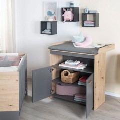 Chambre bébé duo : Lit 60 x 120 cm + commode a langer évolutive - A