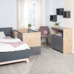 Chambre bébé duo : Lit 60 x 120 cm + commode a langer évolutive - A