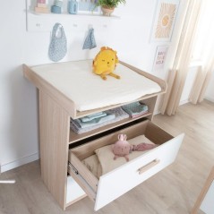 Chambre bébé duo : Lit 60 x 120 cm + commode a langer évolutive - C