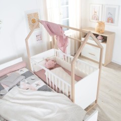 Chambre bébé duo : Lit 60 x 120 cm + commode a langer évolutive - C