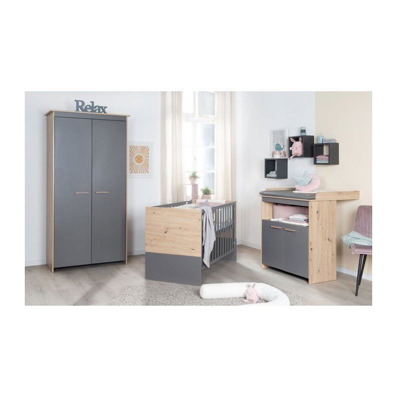Chambre bébé complete : Lit 60 x 120 cm + commode a langer + armoire