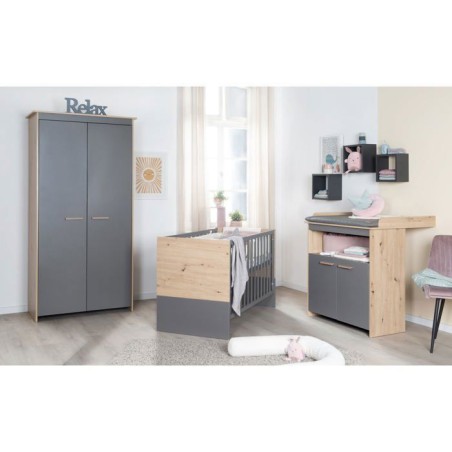 Chambre bébé complete : Lit 60 x 120 cm + commode a langer + armoire