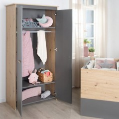Chambre bébé complete : Lit 60 x 120 cm + commode a langer + armoire
