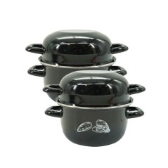 Ensemble de 2 Marmites a Moules - FACKELMANN - Emaillée - 20,5 x 26 x