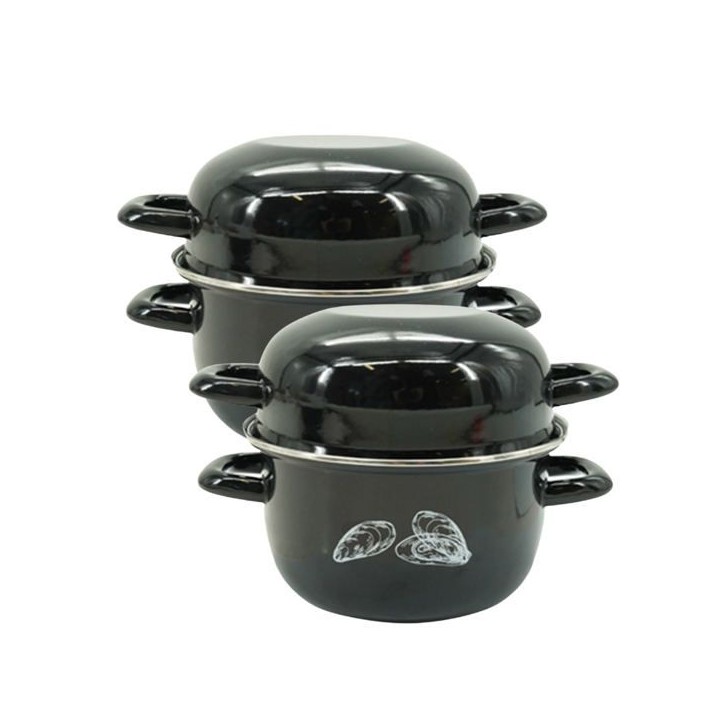 Ensemble de 2 Marmites a Moules - FACKELMANN - Emaillée - 20,5 x 26 x 17,5 cm Ensemble de 2 Marmites a Moules - FACKELMANN - Emaillée - 20,5 x 26 x 17,5 cm