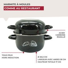 Ensemble de 2 Marmites a Moules - FACKELMANN - Emaillée - 20,5 x 26 x
