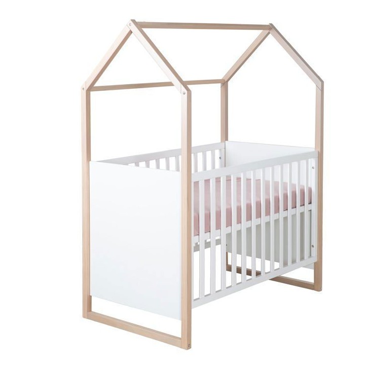 Lit bébé et cododo 2-en-1 - 60 x 120 cm - ROBA - CABANE - Chene / Blanc Lit bébé et cododo 2-en-1 - 60 x 120 cm - ROBA - CABANE - Chene / Blanc