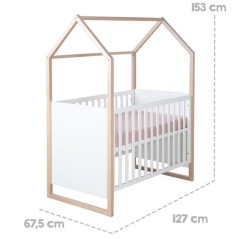 Lit bébé et cododo 2-en-1 - 60 x 120 cm - ROBA - CABANE - Chene / Bl