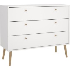 Commode BODO - 4 tiroirs - Blanc mat - Style scandinave - L98,7 x P39,