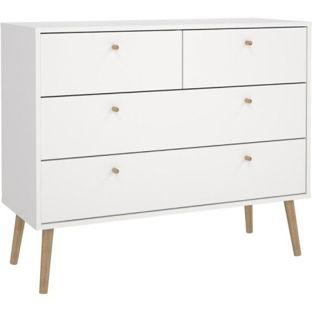 Commode BODO - 4 tiroirs - Blanc mat - Style scandinave - L98,7 x P39,