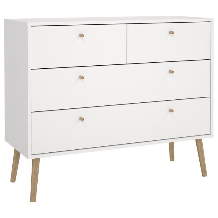 Commode BODO - 4 tiroirs - Blanc mat - Style scandinave - L98,7 x P39,1 x H81,7 cm Commode BODO - 4 tiroirs - Blanc mat - Style scandinave - L98,7 x P39,1 x H81,7 cm
