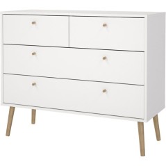 Commode BODO - 4 tiroirs - Blanc mat - Style scandinave - L98,7 x P39,