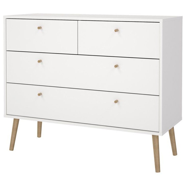 Commode BODO - 4 tiroirs - Blanc mat - Style scandinave - L98,7 x P39,1 x H81,7 cm Commode BODO - 4 tiroirs - Blanc mat - Style scandinave - L98,7 x P39,1 x H81,7 cm