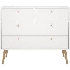 Commode BODO - 4 tiroirs - Blanc mat - Style scandinave - L98,7 x P39,