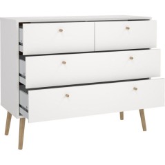 Commode BODO - 4 tiroirs - Blanc mat - Style scandinave - L98,7 x P39,
