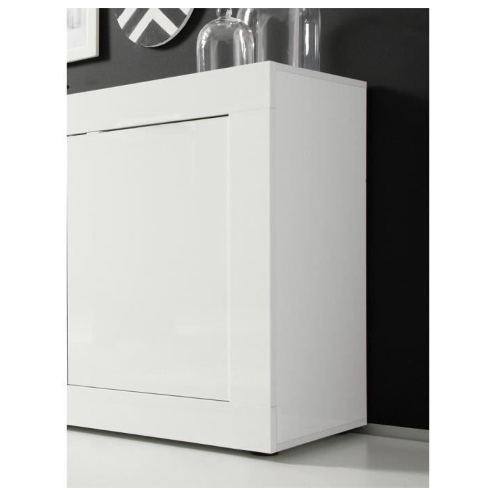 Buffet BASICO - Décor blanc laqué brillant - 3 Portes - L160 x P42 x H85,8 cm Buffet BASICO - Décor blanc laqué brillant - 3 Portes - L160 x P42 x H85,8 cm