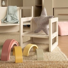Tabouret évolutif enfant - ROBA - 3 hauteurs - Style campagne - Beige / Cachemire