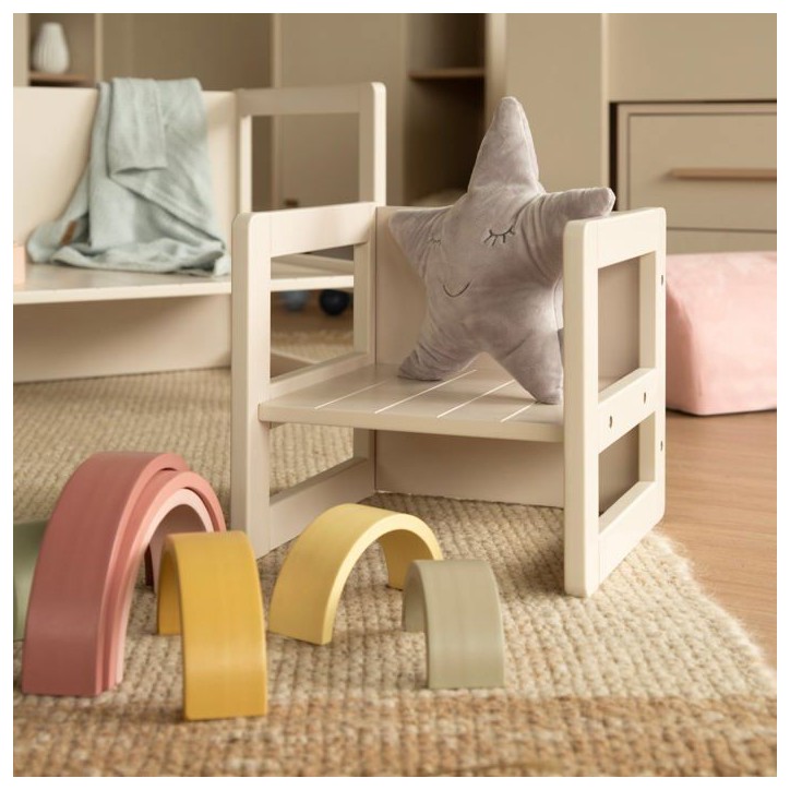 Tabouret évolutif enfant - ROBA - 3 hauteurs - Style campagne - Beige / Cachemire Tabouret évolutif enfant - ROBA - 3 hauteurs - Style campagne - Beige / Cachemire