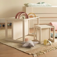 Tabouret évolutif enfant - ROBA - 3 hauteurs - Style campagne - Beige
