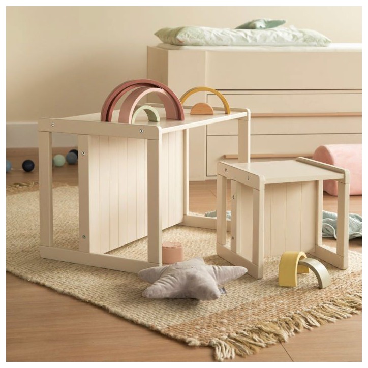 Tabouret évolutif enfant - ROBA - 3 hauteurs - Style campagne - Beige / Cachemire Tabouret évolutif enfant - ROBA - 3 hauteurs - Style campagne - Beige / Cachemire