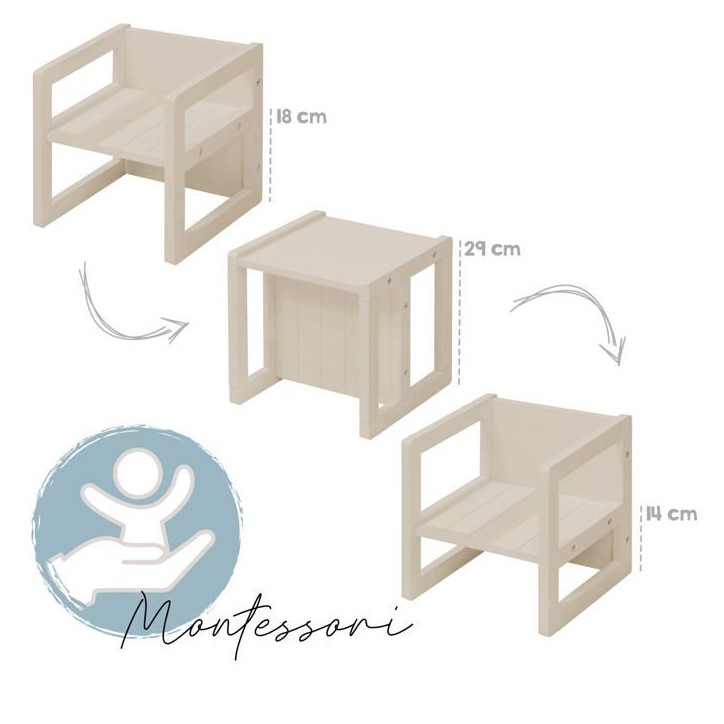 Tabouret évolutif enfant - ROBA - 3 hauteurs - Style campagne - Beige / Cachemire Tabouret évolutif enfant - ROBA - 3 hauteurs - Style campagne - Beige / Cachemire