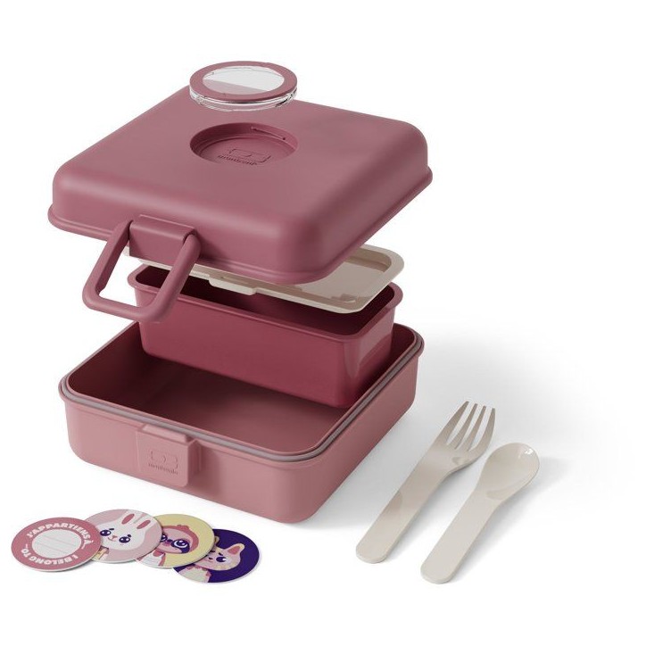 Boite a Sandwich Enfant - MONBENTO - Couverts inclus - Sans BPA - Snacky Rose Blush Boite a Sandwich Enfant - MONBENTO - Couverts inclus - Sans BPA - Snacky Rose Blush