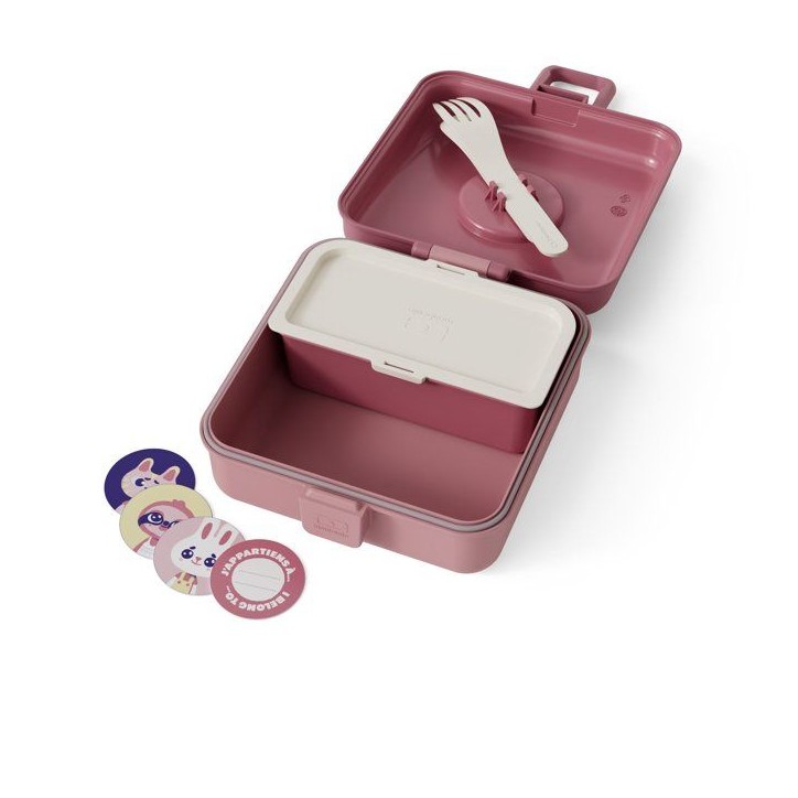 Boite a Sandwich Enfant - MONBENTO - Couverts inclus - Sans BPA - Snacky Rose Blush Boite a Sandwich Enfant - MONBENTO - Couverts inclus - Sans BPA - Snacky Rose Blush