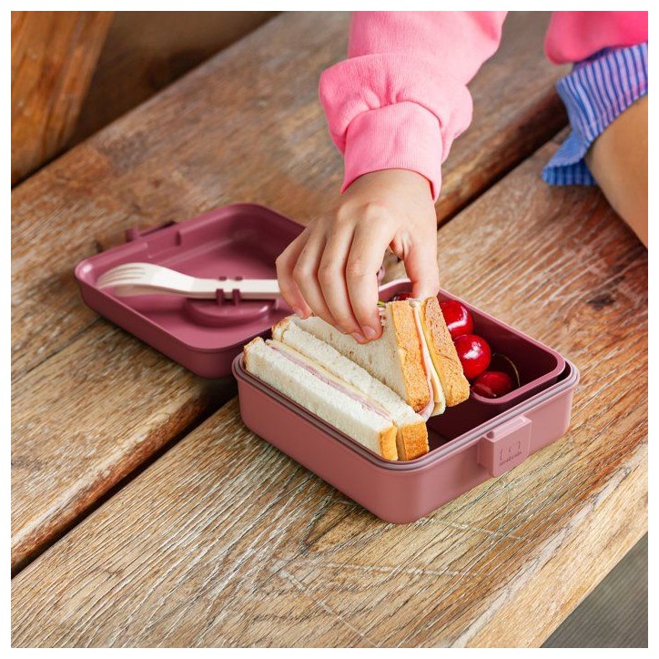 Boite a Sandwich Enfant - MONBENTO - Couverts inclus - Sans BPA - Snacky Rose Blush Boite a Sandwich Enfant - MONBENTO - Couverts inclus - Sans BPA - Snacky Rose Blush