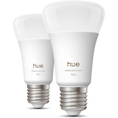 Pack de 2 ampoules LED connectées A60 - PHILIPS HUE - Lumiere blanche