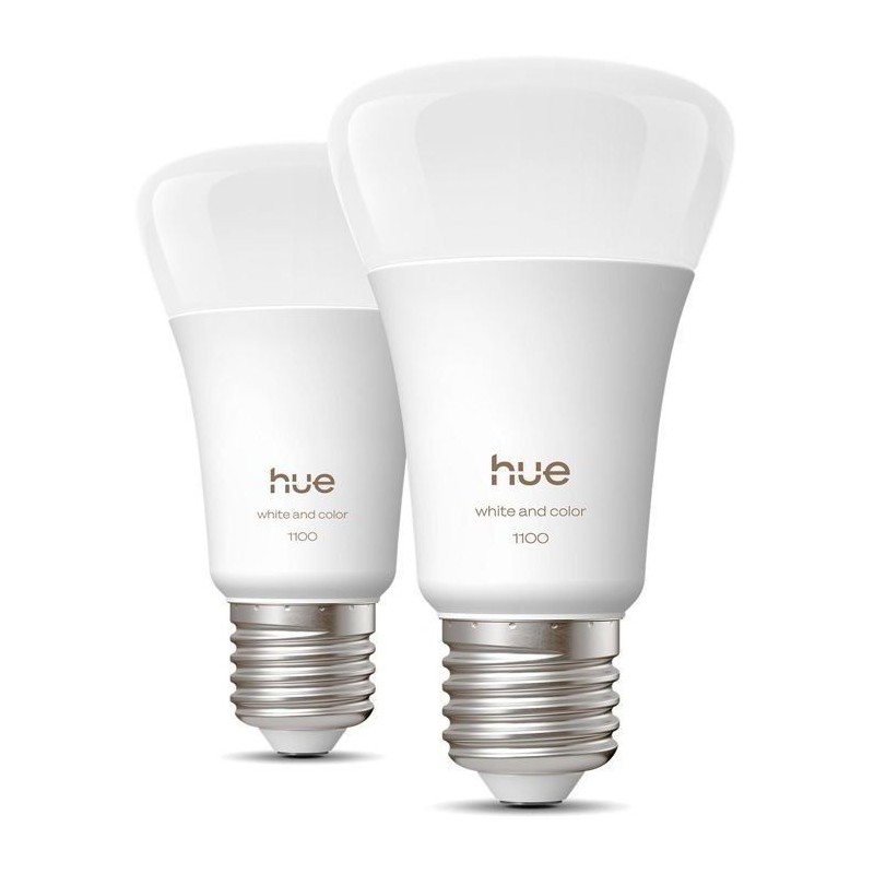 Pack de 2 ampoules LED connectées A60 - PHILIPS HUE - Lumiere blanche