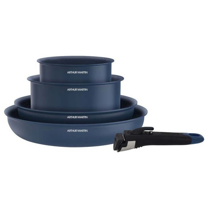 Batterie de cuisine - Tous feux dont induction - ARTHUR MARTIN - AM8896 - Aluminium revetement céramique - 5 pieces - Bleu