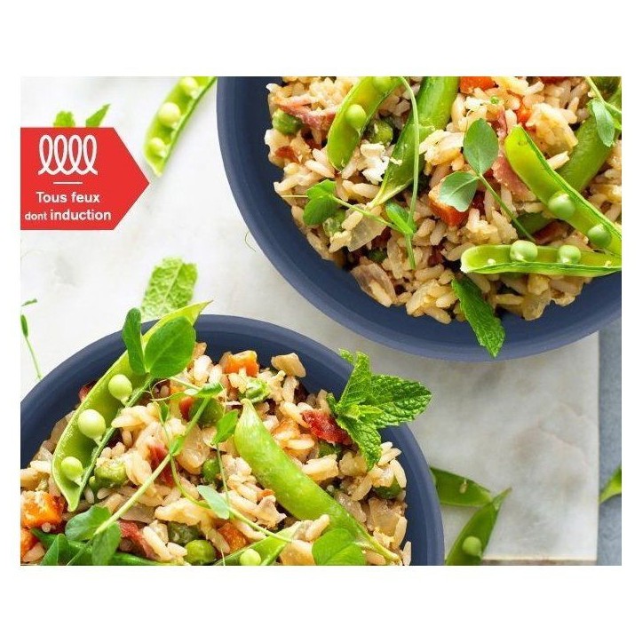Batterie de cuisine - Tous feux dont induction - ARTHUR MARTIN - AM8896 - Aluminium revetement céramique - 5 pieces - Bleu