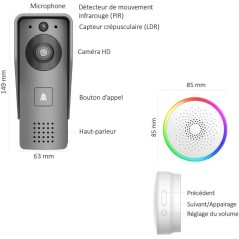 Portier Vidéo - KYF - Wifi - Rechargeable avec panneau solaire - Cari