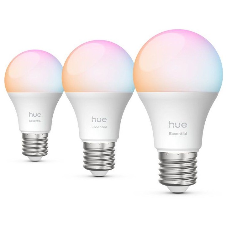 Pack de 3 ampoules - Philips Hue - Essential - E27 - A60 - Lumiere blanche et colorée - 8 W Pack de 3 ampoules - Philips Hue - Essential - E27 - A60 - Lumiere blanche et colorée - 8 W