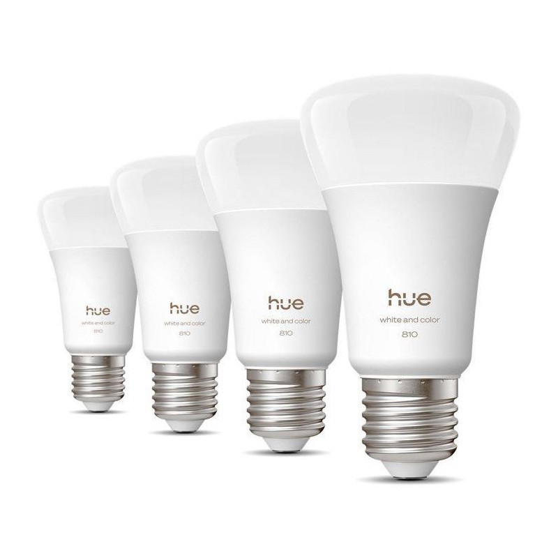Pack de 4 ampoules LED connectées A60 - PHILIPS HUE - Lumiere blanche