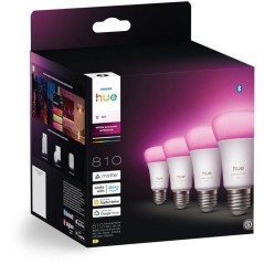 Pack de 4 ampoules LED connectées A60 - PHILIPS HUE - Lumiere blanche