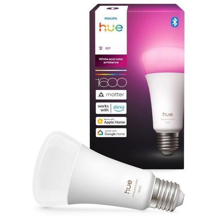 Ampoule LED connectée A67 - PHILIPS HUE - Lumiere blanche chaude - Culot E27 - 11,8W - 1000-2000k - 1600 lumens