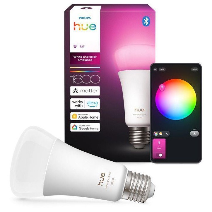 Ampoule LED connectée A67 - PHILIPS HUE - Lumiere blanche chaude - Culot E27 - 11,8W - 1000-2000k - 1600 lumens