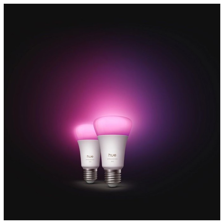 Pack de 2 ampoules LED connectées A60 - PHILIPS HUE - Lumiere blanche et colorée - Culot E27 - 6W - 1000-2000k - 810 lumens